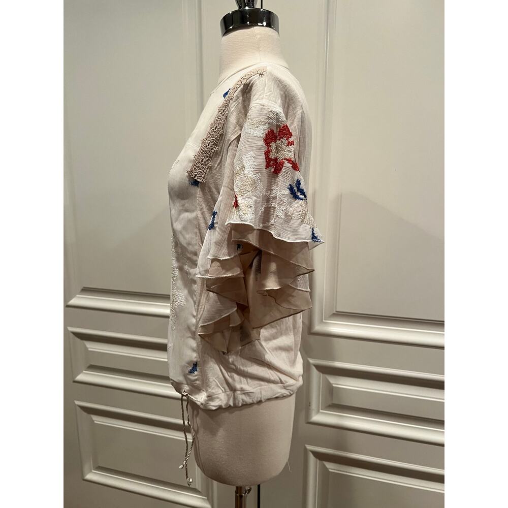 Tiny From Anthropologie Flutter Sleeve Embroidere… - image 4